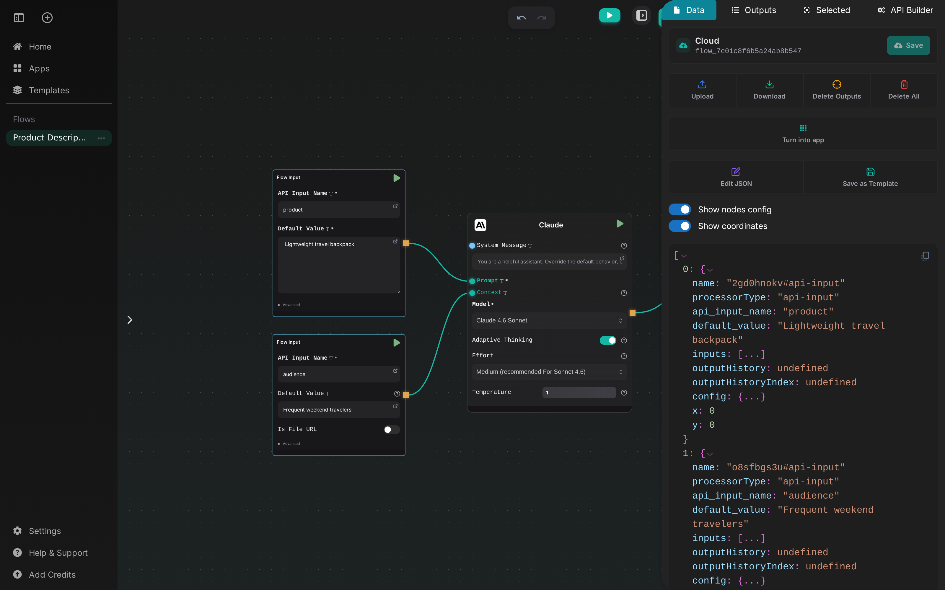 Flow ID in the Data tab