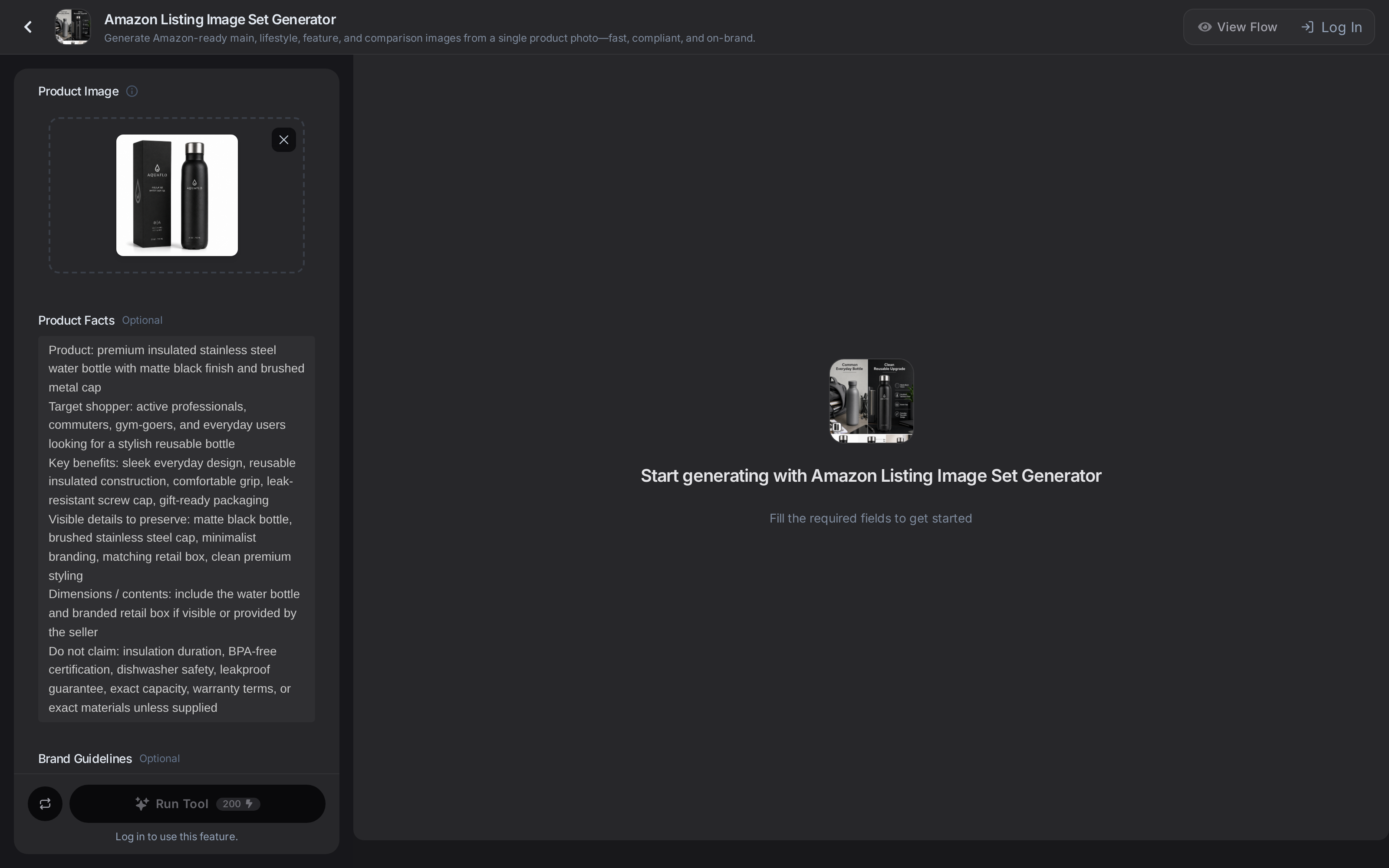 A ready-to-run App with its inputs and action button