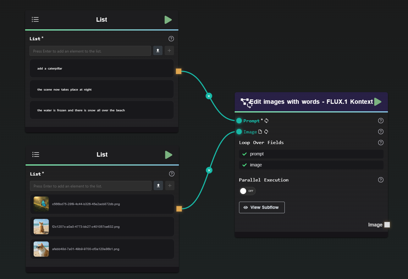 Loop with two list as inputs