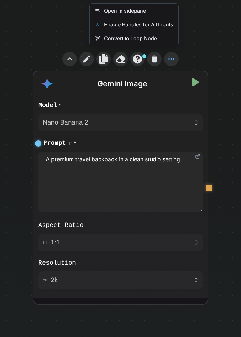 Converting a Gemini Image node into a loop node