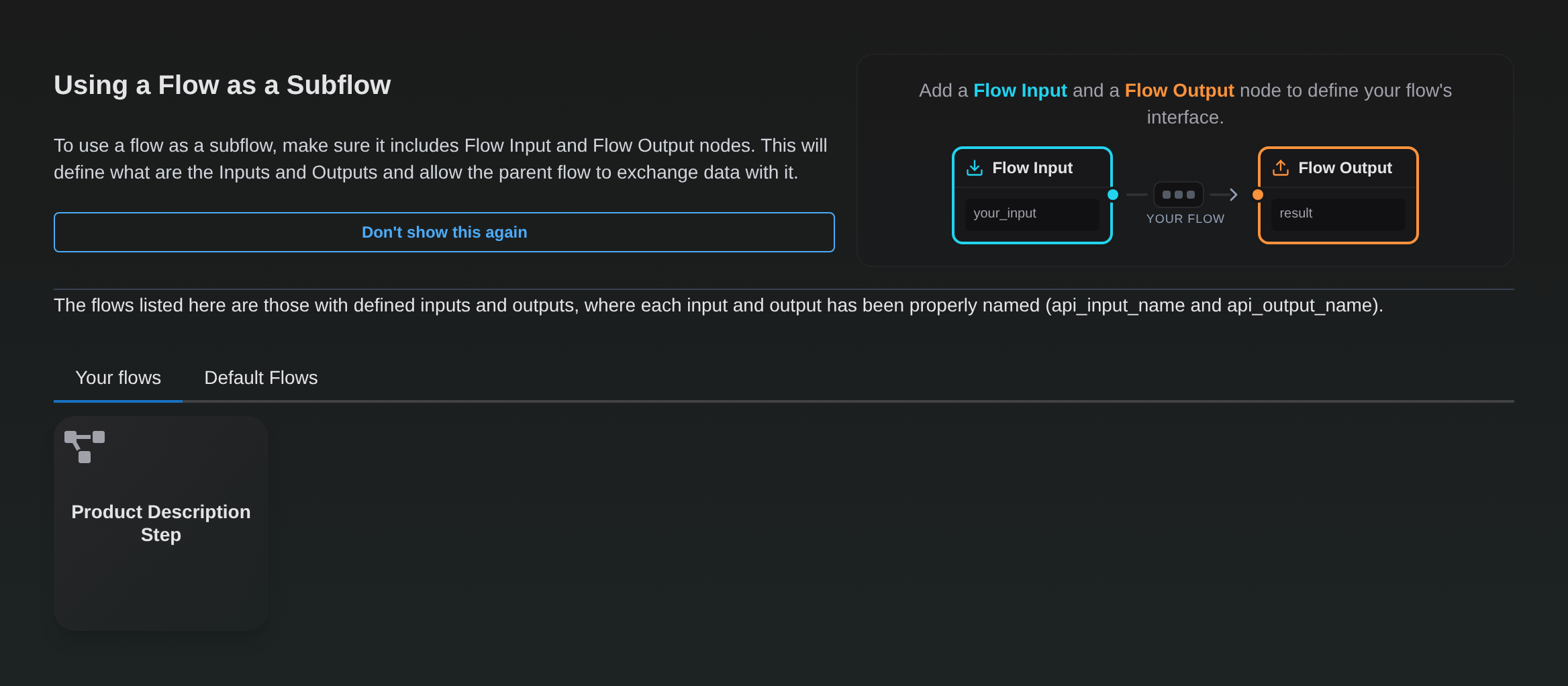 Selecting a compatible flow for a Subflow node