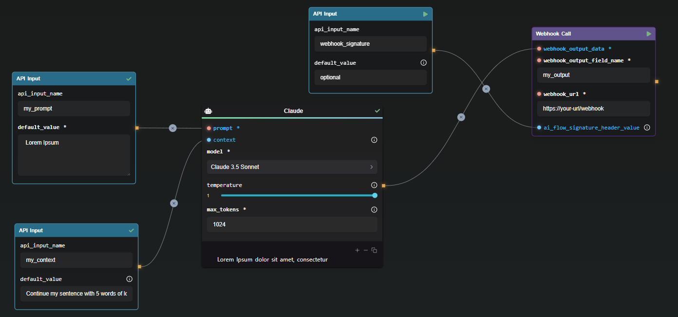 Exemple de nœud Webhook